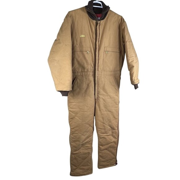 Wear Guard VTG Mens L Short 70s Canvas Pockets Quilted Coveralls Zip Work Wear - Picture 8 of 16